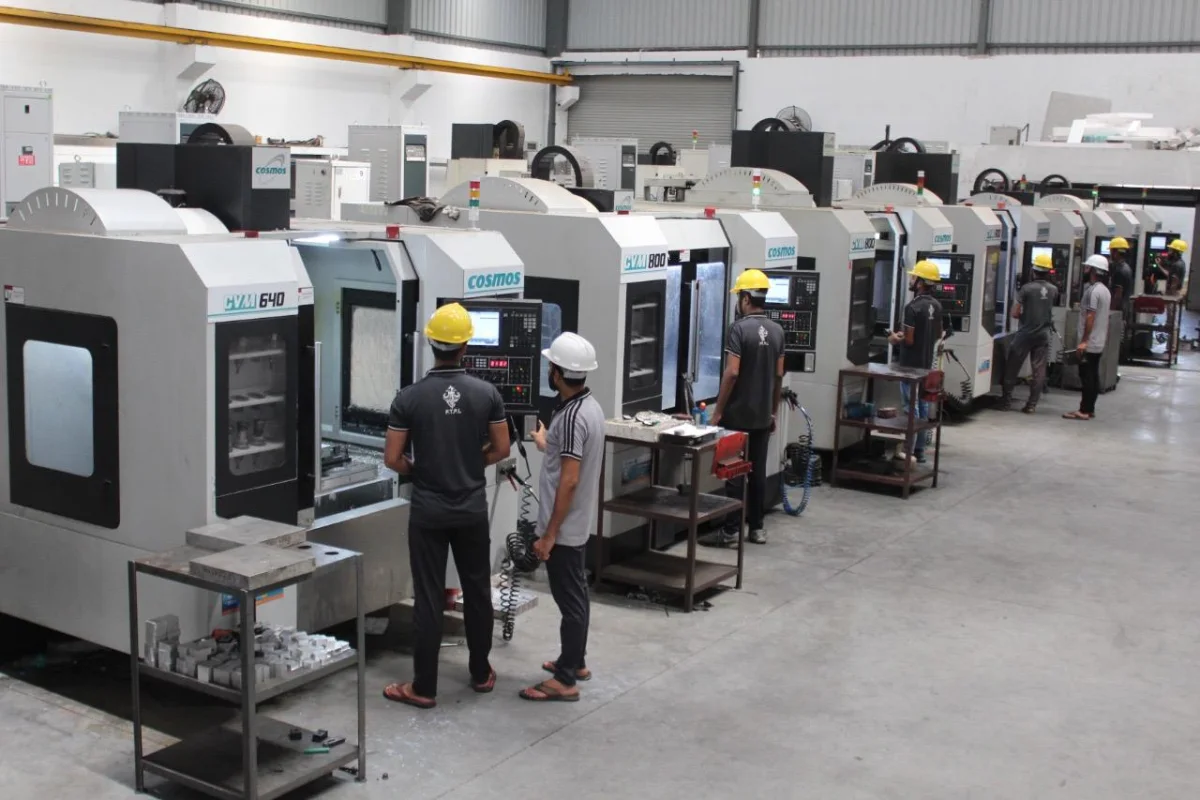 PTPL machine shop with multiple VMC machines and skilled operators